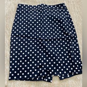 J Crew Blue with White Polka Dots Pencil Skirt